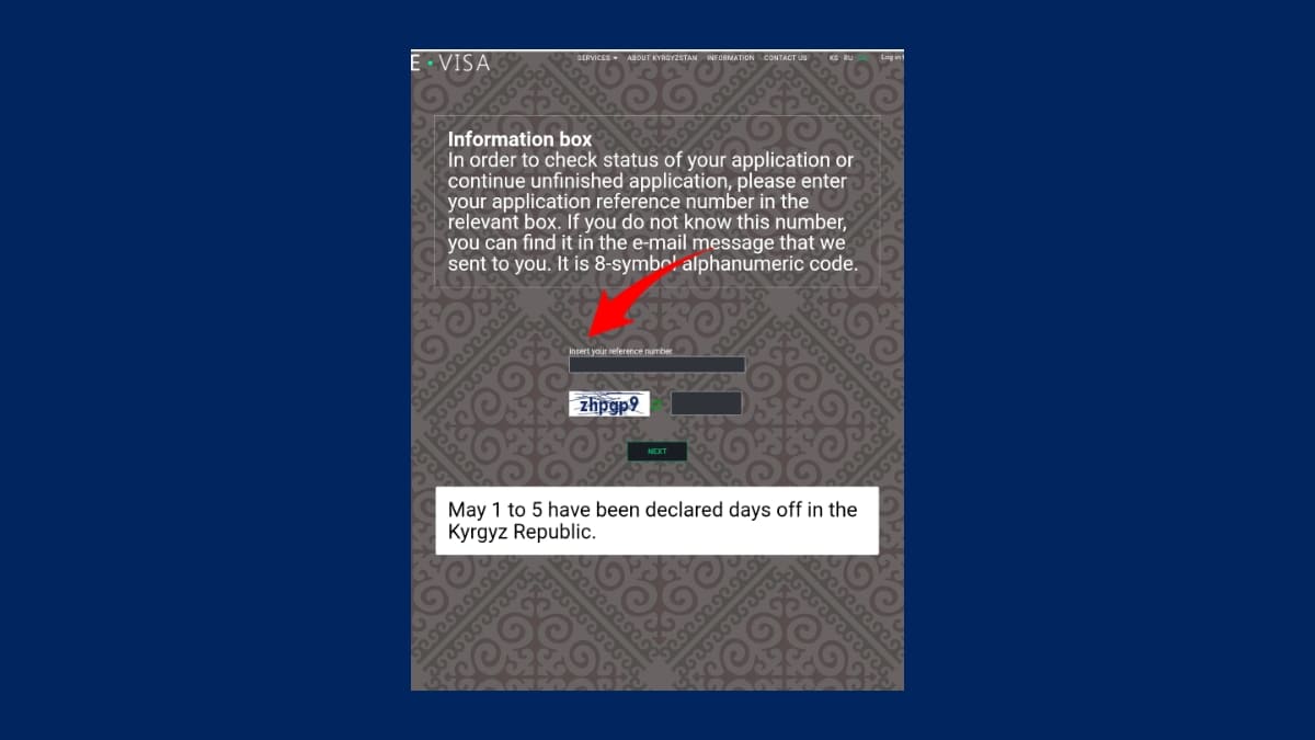 পাসপোর্ট নাম্বার দিয়ে কিরগিজস্থান ভিসা চেক