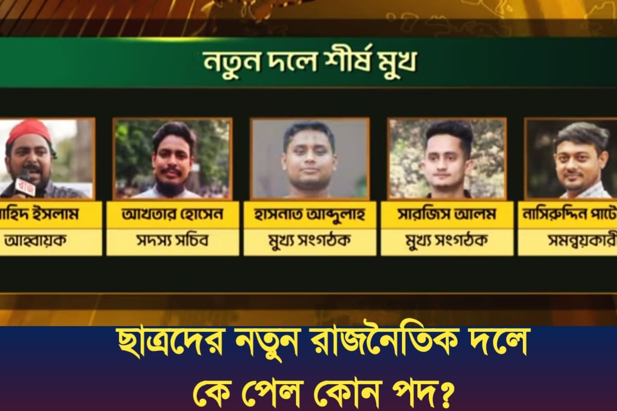 জাতীয় নাগরিক কমিটির নতুন রাজনৈতিক দলের কে কোন পদ পেল?