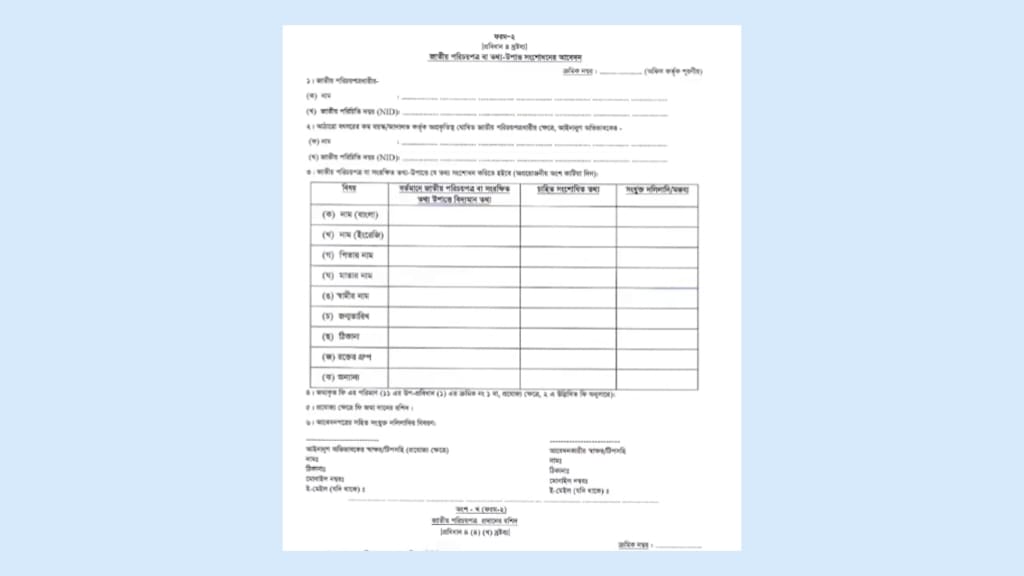 NID কার্ডের ছবি পরিবর্তন